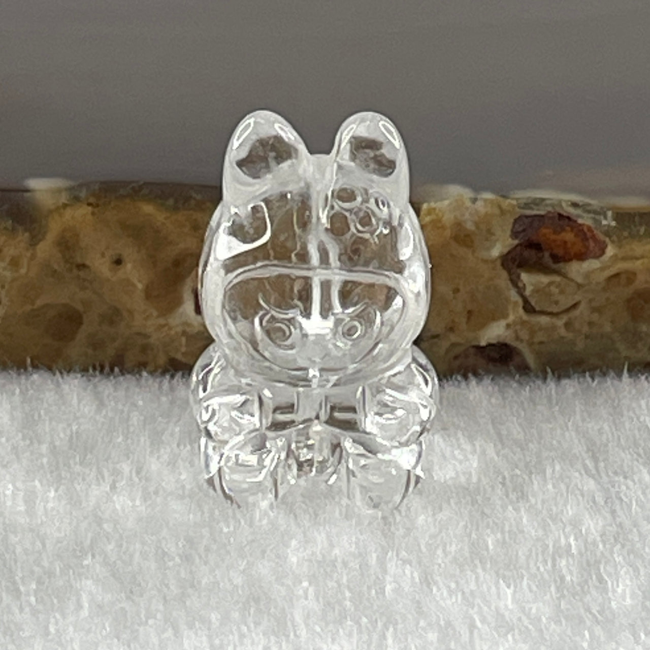 Natural Clear Quartz Labubu Charm Display 3.24g 19.4 by 12.1 by 10.5m - Huangs Jadeite and Jewelry Pte Ltd