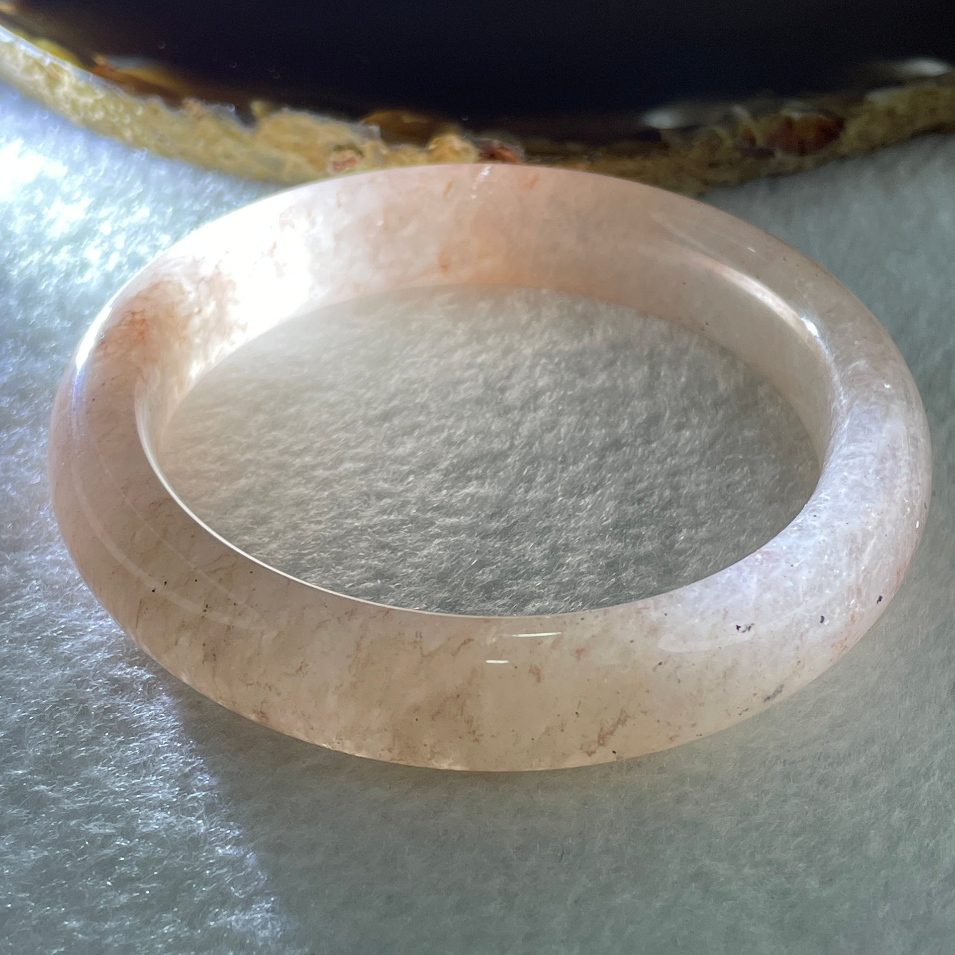 Natural Rose Quartz Bangle 54.77g Inner Diameter 58.4mm 13.0 by 10.0mm (Slight Internal Line) - Huangs Jadeite and Jewelry Pte Ltd