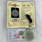 Grandmaster Type A Blueish Green and Lavender Jadeite Insect And Flower Pendant 和和美美 79.16g 58.1 by 58.1 by 13.5mm - Huangs Jadeite and Jewelry Pte Ltd