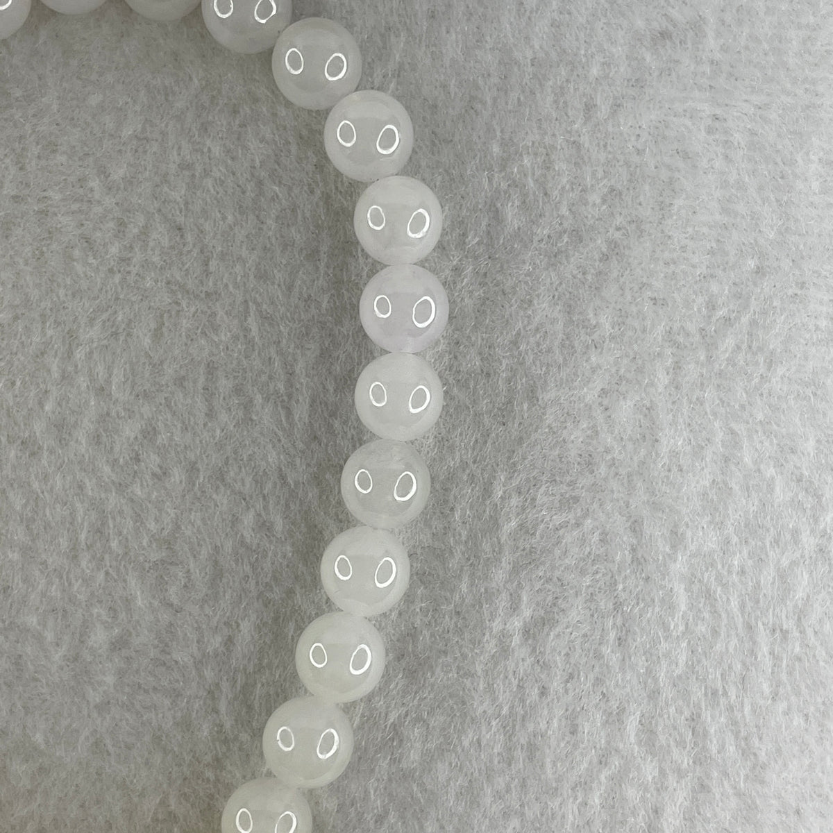 Natural Type A Semi Icy Light Lavender Jadeite Beads Bracelet | (25.05g | 20cm | 8.1mm x 24 Beads | Synergy, "Zi Qi Dong Lai" Noble Benefactor Magnet & Feng Shui Serenity Catalyst) - Huangs Jadeite and Jewelry Pte Ltd