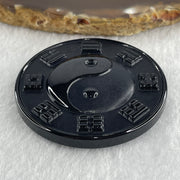 Type A Opaque Black Omphacite Jadeite Yin Yang Coin Pendant 34.30g 49.1 by 9.4mm - Huangs Jadeite and Jewelry Pte Ltd