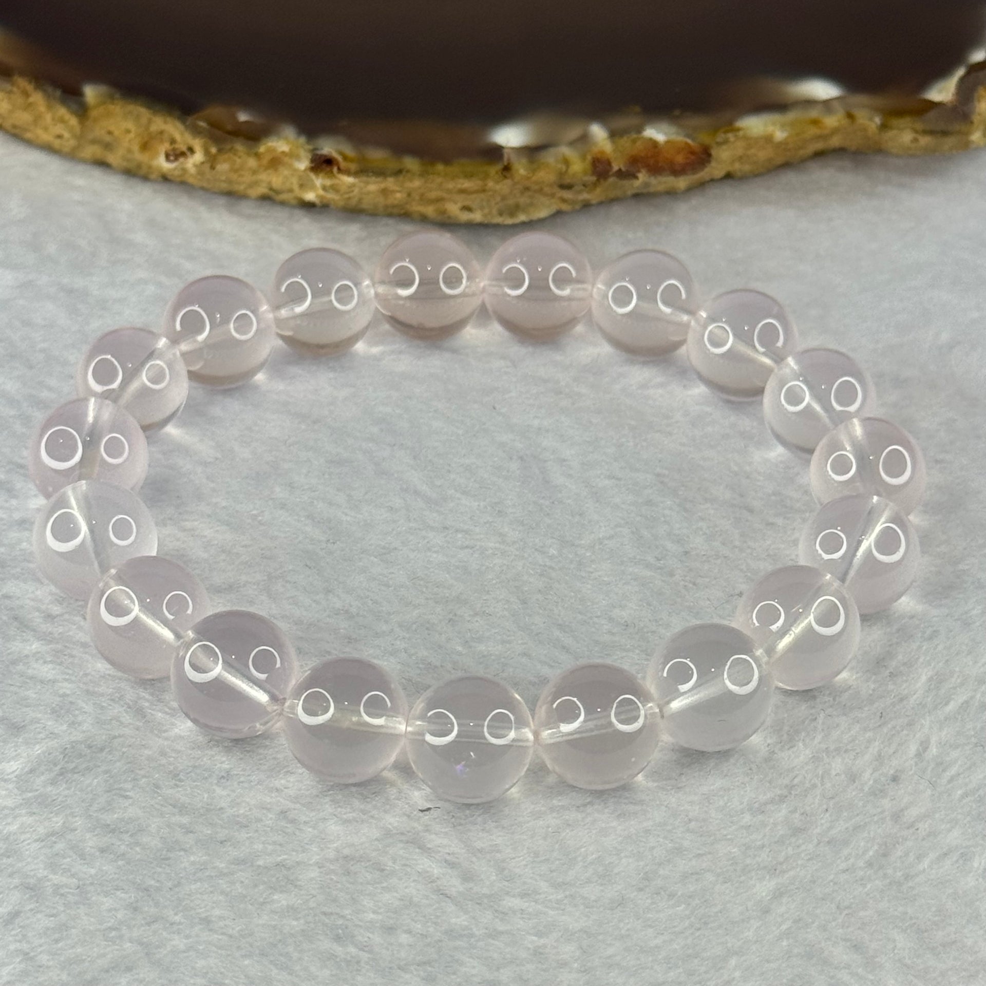 Natural Rose Quartz Beads Bracelet 天然玫瑰石英珠手链 32.72g 17.5cm 10.9mm 19 Beads - Huangs Jadeite and Jewelry Pte Ltd