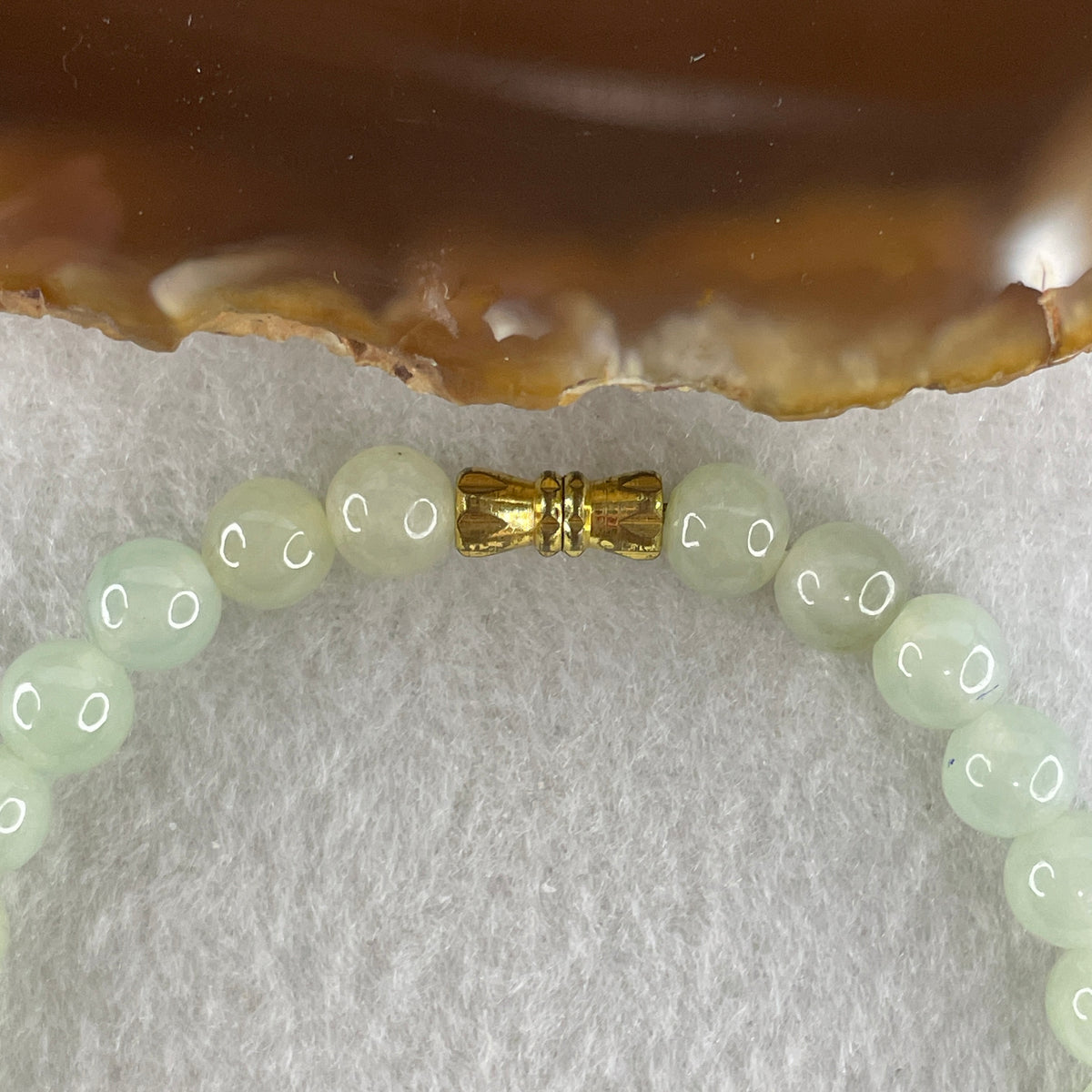 Natural Type A Semi Icy Light Green Jadeite Beads Bracelet | (17.16g | 18.0cm | 7.0mm x 29 Beads | Radiance, "Ping An" Smooth Luck & Feng Shui Prosperity Catalyst)