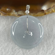 Natural Type A Lavender Jadeite Ping An Kou Donut Pendant in Silver Clasp Signifying Protection Blessings 6.54g 24.0 by 5.5mm - Huangs Jadeite and Jewelry Pte Ltd