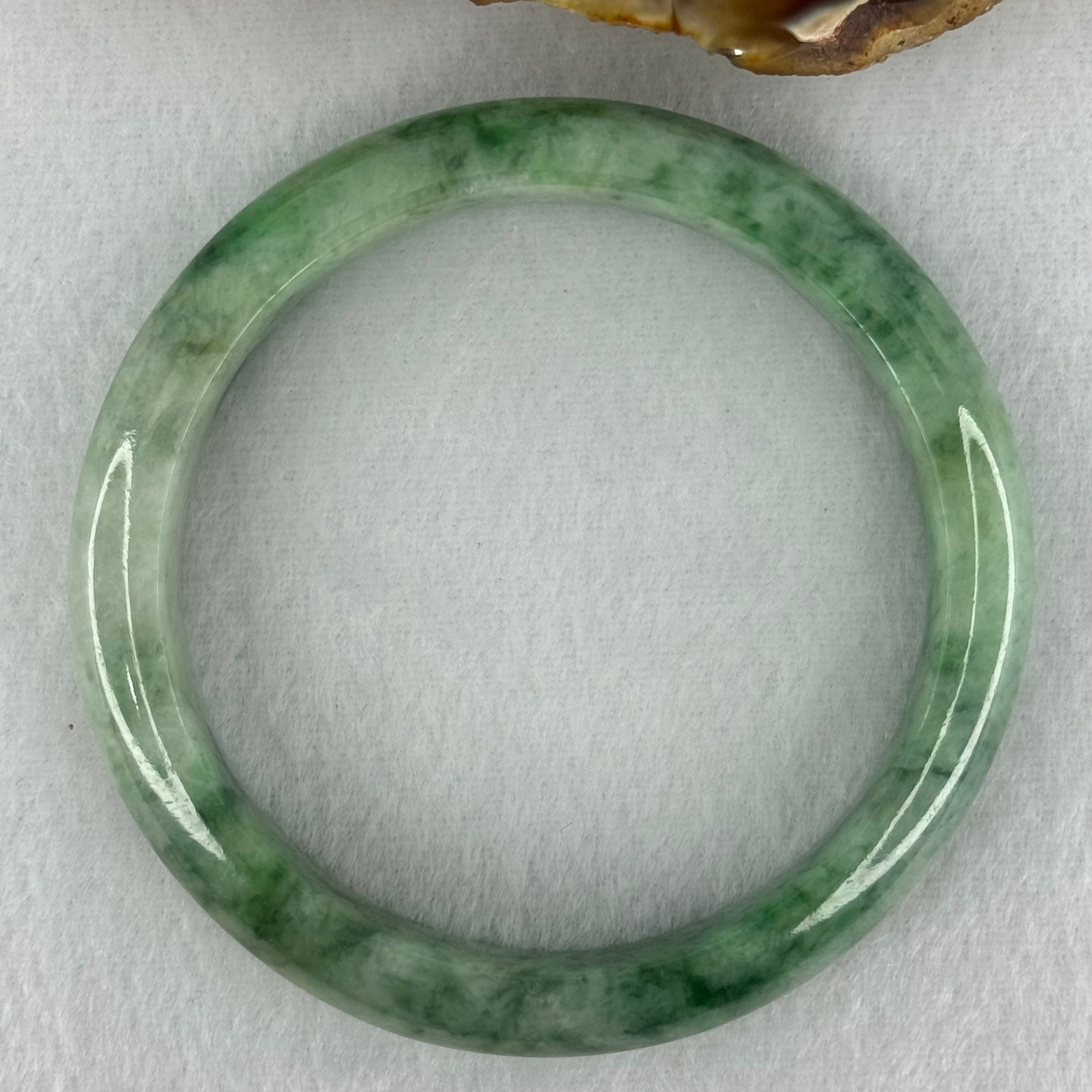 Type A Green with Emerald Green Piao Hua Jadeite Bangle Internal Diameter 57.2mm 51.99g 12.5 by 8.2mm (Very Slight Internal Lines) - Huangs Jadeite and Jewelry Pte Ltd