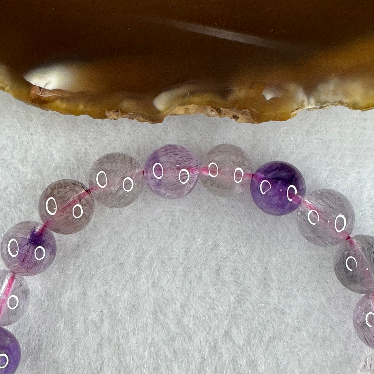 Certified Above Average Grade Natural Super 7 Crystal Beads Bracelet | 8.9mm Sacred 7-Mineral Synergy Power (19.78g | 15.5cm Petite Wrist Sizing | 22 Beads)