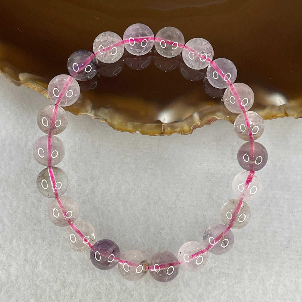 Certified Entry-Grade Natural Super 7 Crystal Beads Bracelet | Classic Mid-Sized Stacking Strand | Authentic Sacred Seven Multi-Mineral Inclusions Quartz Spiritual Catalyst & Auric Shield Bracelet (19.46g | 15.5cm Length | 8.8mm | 22 Beads)
