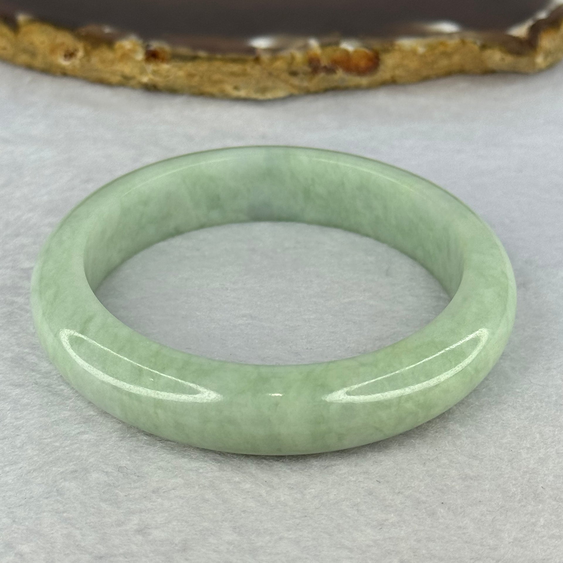 Type A Light Green Jadeite Bangle Internal Diameter 52.6mm 48.95g 12.3 by 8.3mm (Close to Perfect) - Huangs Jadeite and Jewelry Pte Ltd