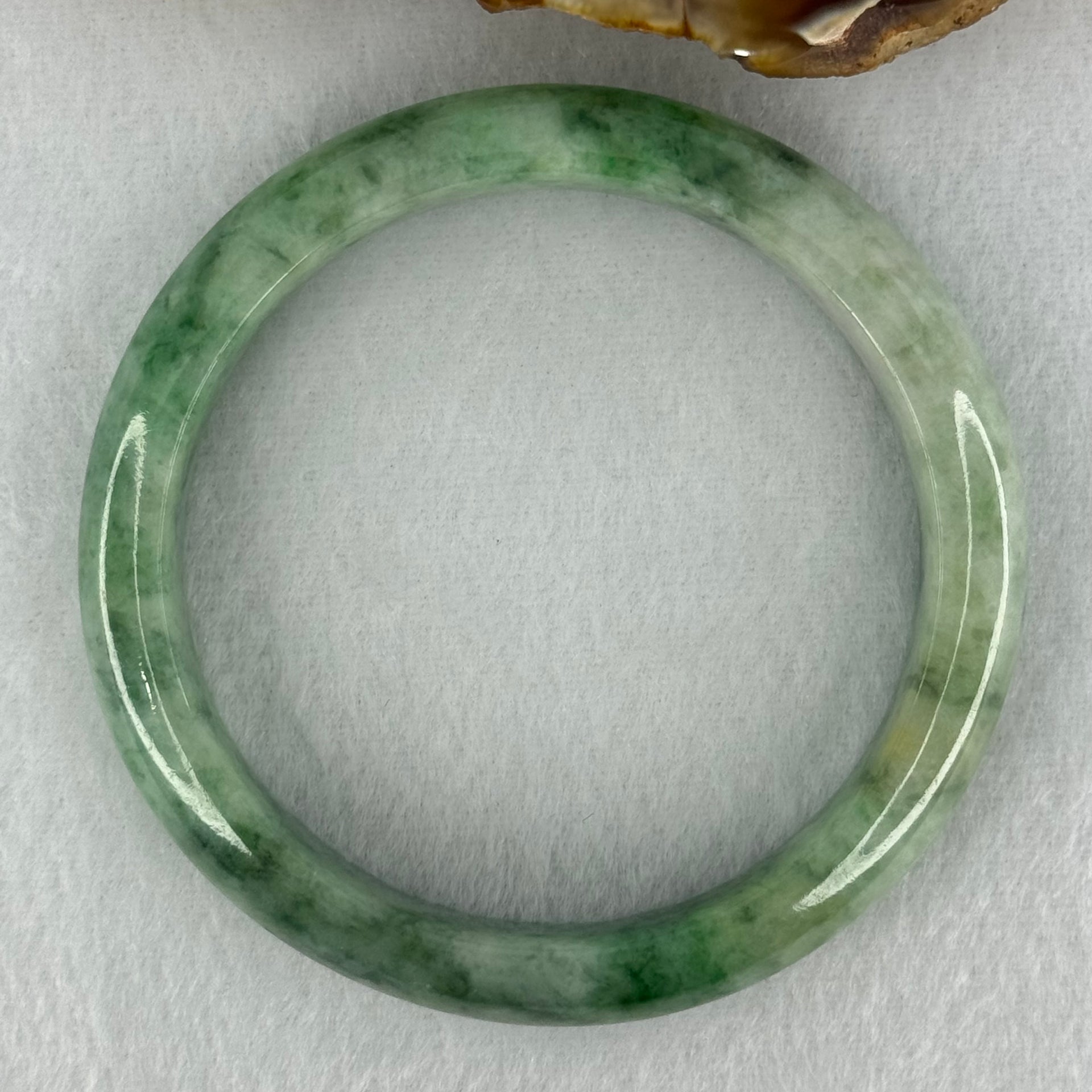 Type A Green with Emerald Green Piao Hua Jadeite Bangle Internal Diameter 57.2mm 51.99g 12.5 by 8.2mm (Very Slight Internal Lines) - Huangs Jadeite and Jewelry Pte Ltd