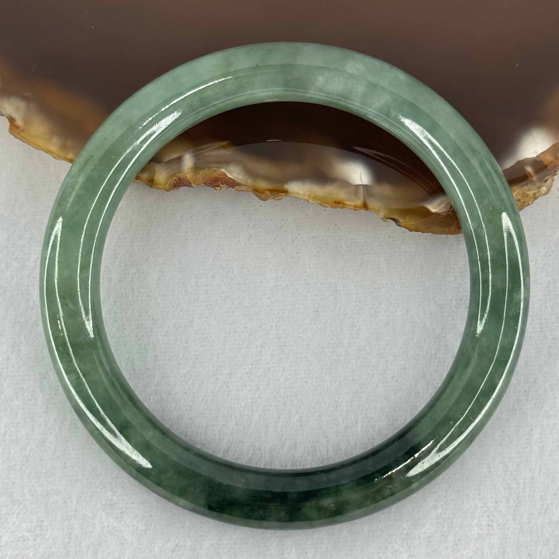 Type A Blueish Green Jadeite Bangle Internal Diameter 51.0mm 31.55g 8.0 by 8.3mm (Slight Internal Lines) - Huangs Jadeite and Jewelry Pte Ltd