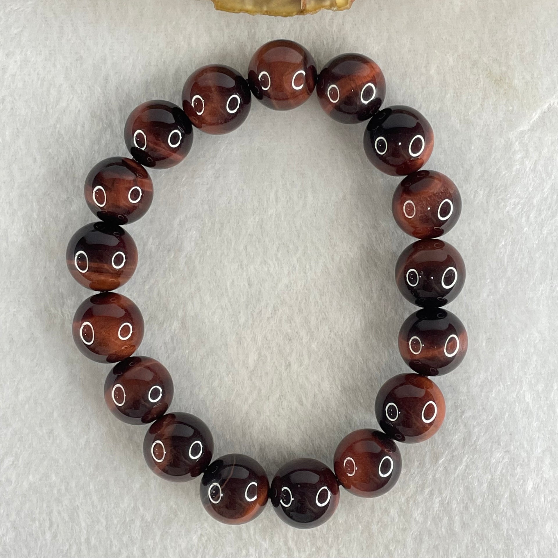 Natural Red Tiger's Eye Quartz Beads Bracelet 45.83g 17cm 12.5mm 17 Beads - Huangs Jadeite and Jewelry Pte Ltd
