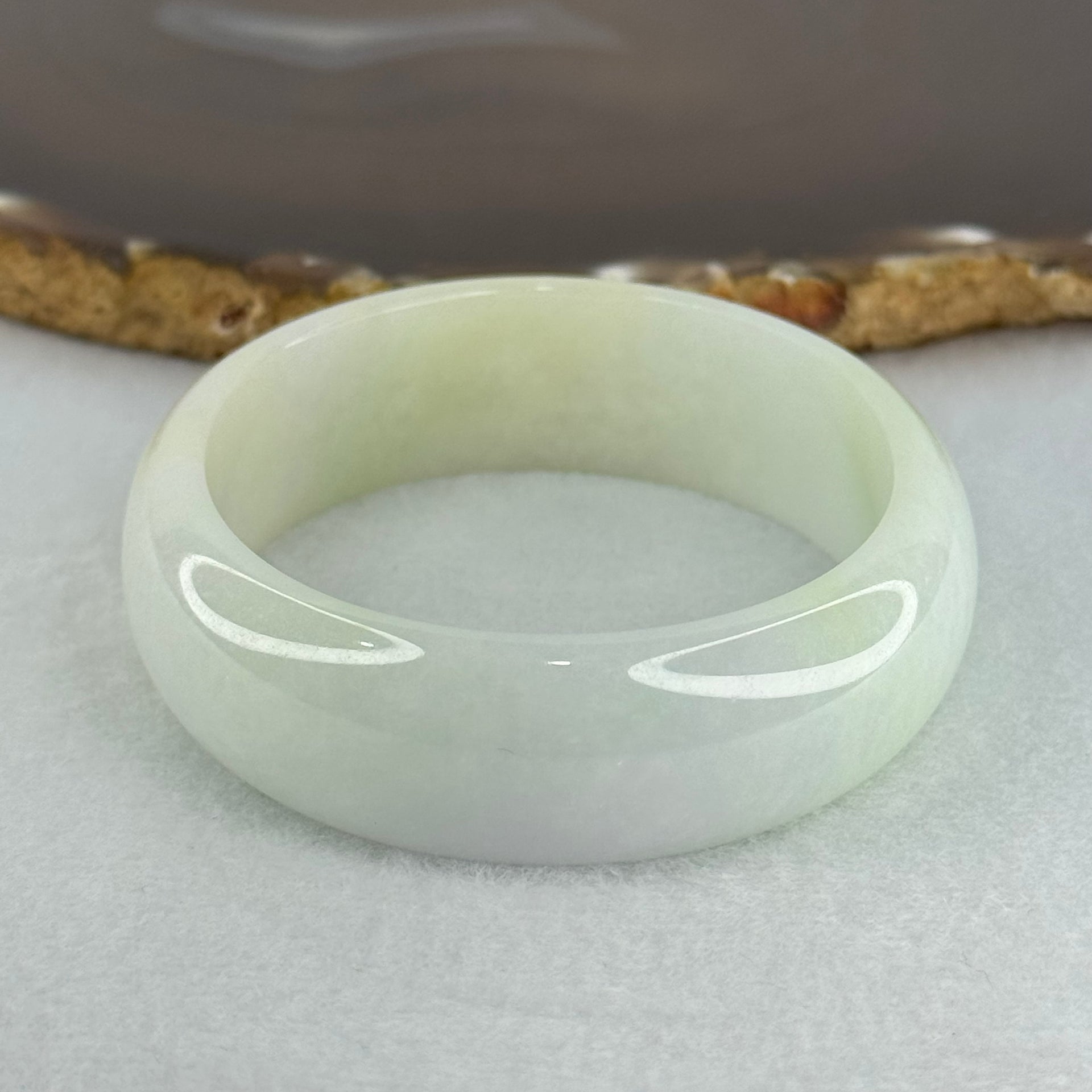Type A Faint Lavender Green Jadeite Oval Bangle Internal Diameter 57.1mm 57.86g 17.3 by 6.9mm (Close to Perfect) - Huangs Jadeite and Jewelry Pte Ltd