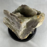 Natural Green Fluorite with White Quartz Rough with Wooden Stand Display 3,402.1g 165.0 by 136.0 by 285.0g - Huangs Jadeite and Jewelry Pte Ltd