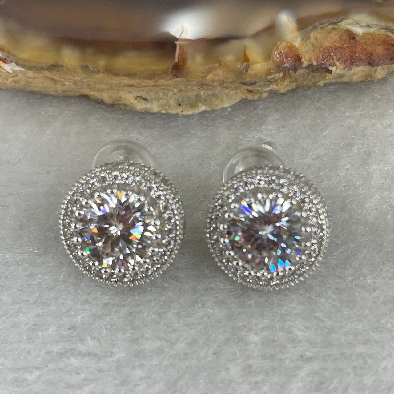 Genuine Moissanite Earrings S925 Silver - 5.0mm 0.5ct Each - D Color VVS1 Clarity Excellent Cut - 2.68g - GRA Certified with Authenticity Card