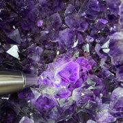 Natural Amethyst Rectangular Shape Cave (31,526.0g) with Wooden Stand Display Total Weight 38,526.0g 420.0 by 315.0 by 610.0mm - Huangs Jadeite and Jewelry Pte Ltd