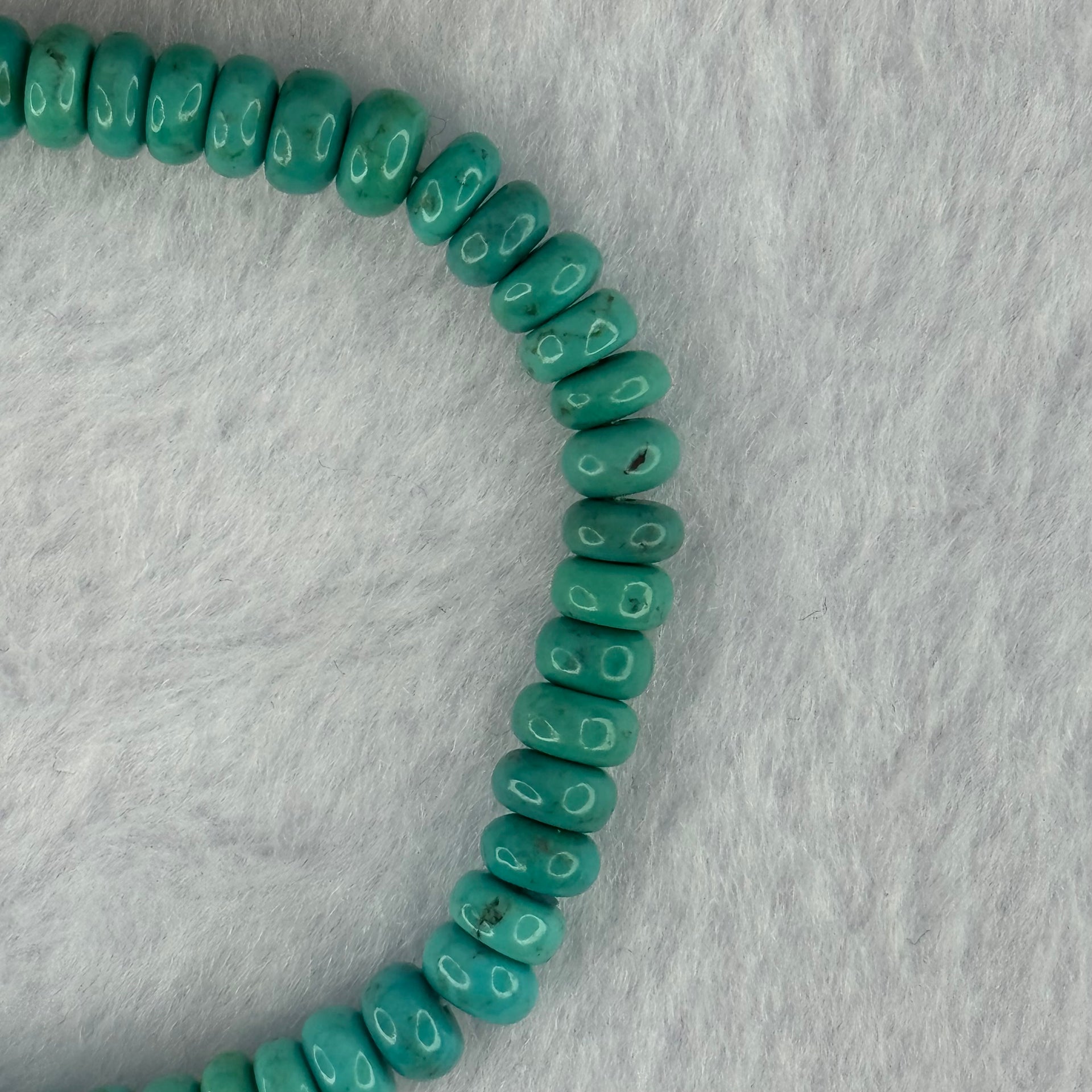 Natural Turquoise Abacus Donut Beads Bracelet 9.28g 15.5cm 6.0mm 58 Beads - Huangs Jadeite and Jewelry Pte Ltd