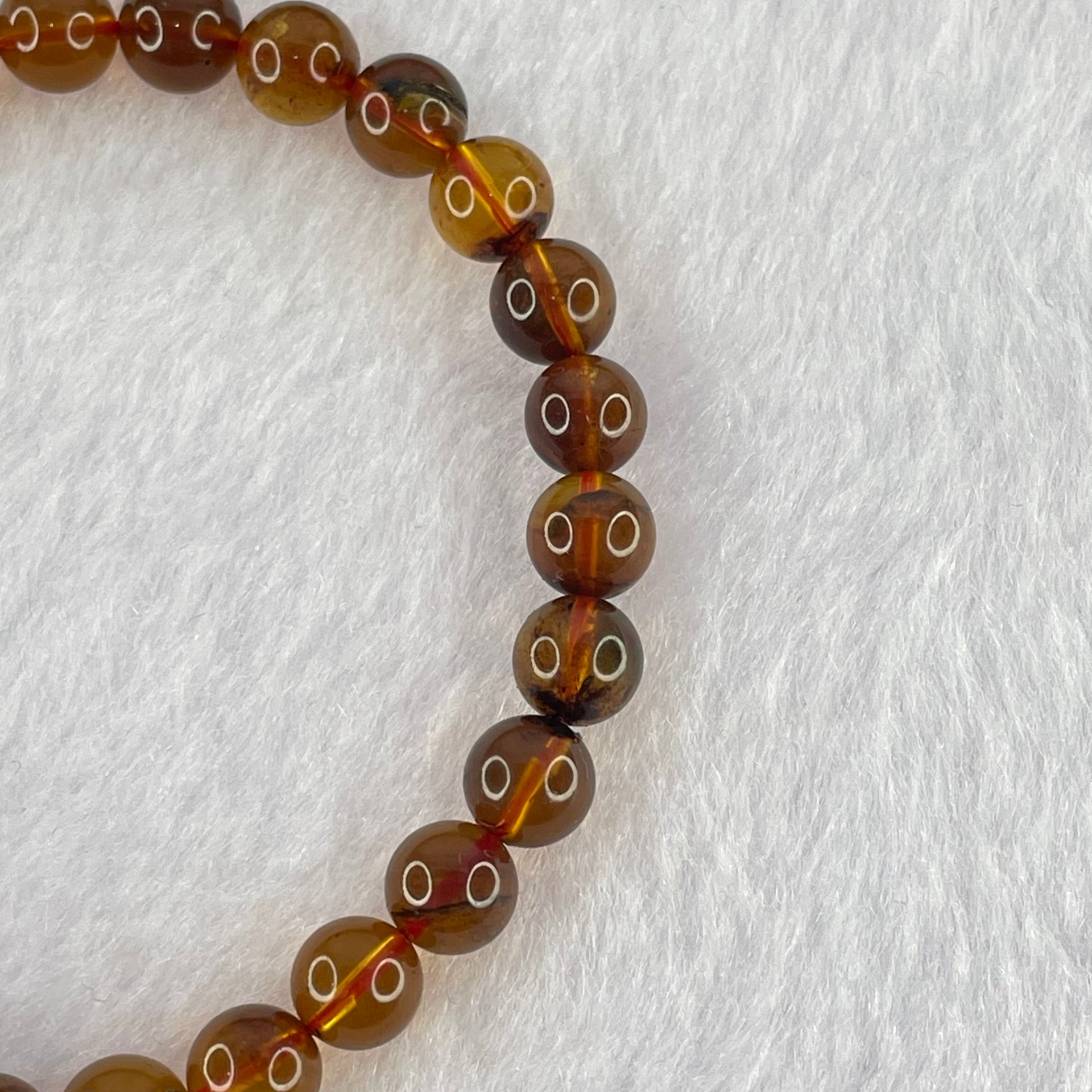 Natural Cognac Amber Beads Bracelet 4.14g 15cm 6.7mm 27 Beads - Huangs Jadeite and Jewelry Pte Ltd