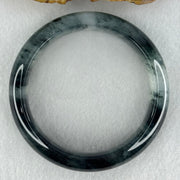 Transparent Colourless with Dark Greenish Black Piao Hua Sodium Feldspar Jade Bangle 水沫玉手镯 Internal Diameter 58.1mm 59.21g 15.6 by 9.0mm - Huangs Jadeite and Jewelry Pte Ltd