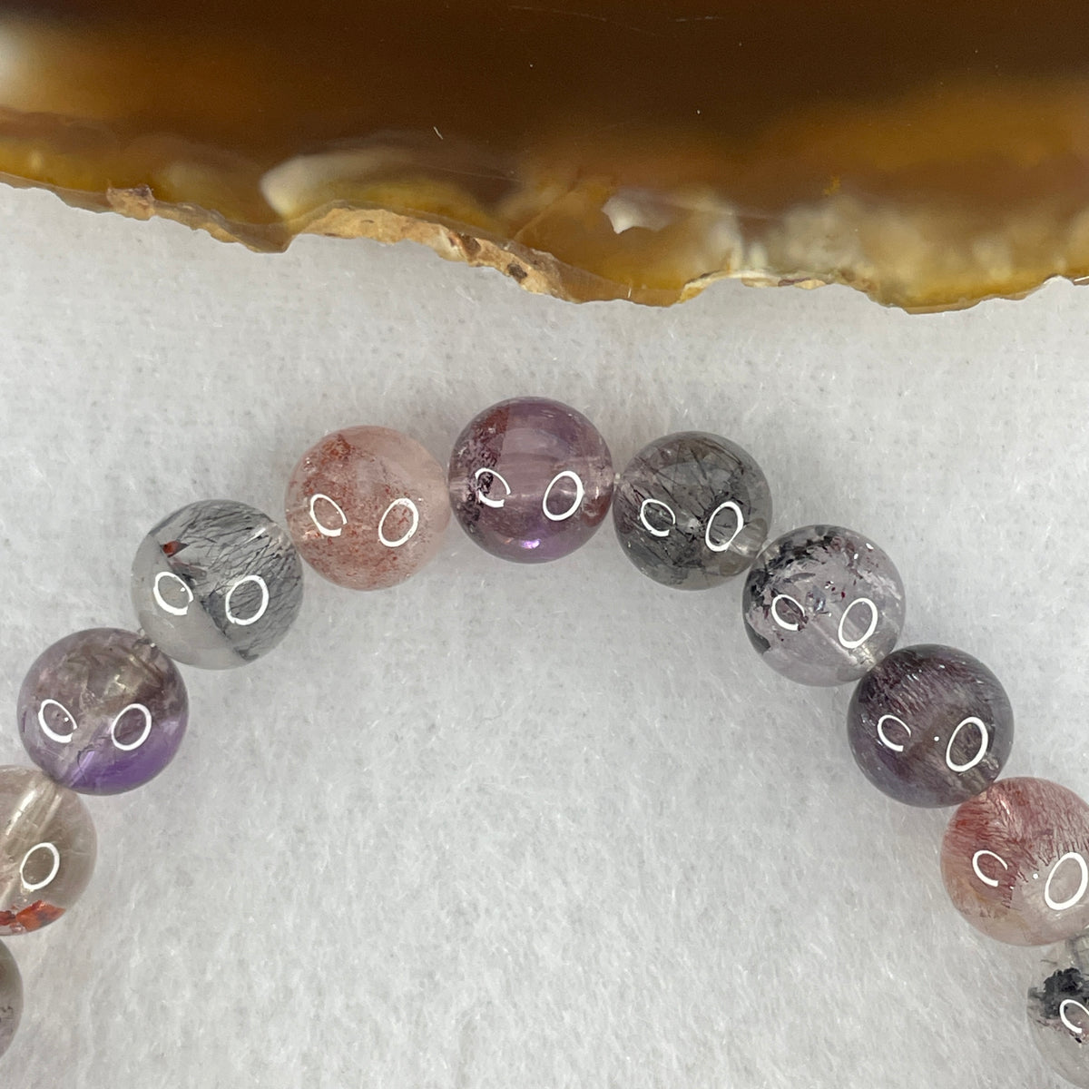 Certified Good Grade Natural Black Super 7 Crystal Beads Bracelet | 16cm Strand of 24 Beads 8.3mm (18.13g | Supreme Root Grounding, Manifestation & Aura Shield)