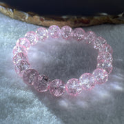 Crackle Pink Quartz Beads Bracelet 25.71g 15cm 10.5mm 20 Beads - Huangs Jadeite and Jewelry Pte Ltd