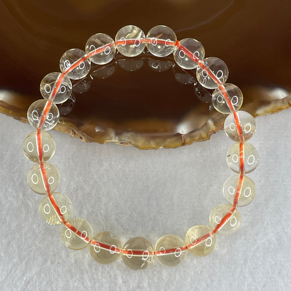 Certified Average Grade Natural Yellow Citrine Crystal Beads Bracelet | 9.9mm Golden Merchant's Stone (26.76g | 17cm Wrist Sizing | 21 Beads)