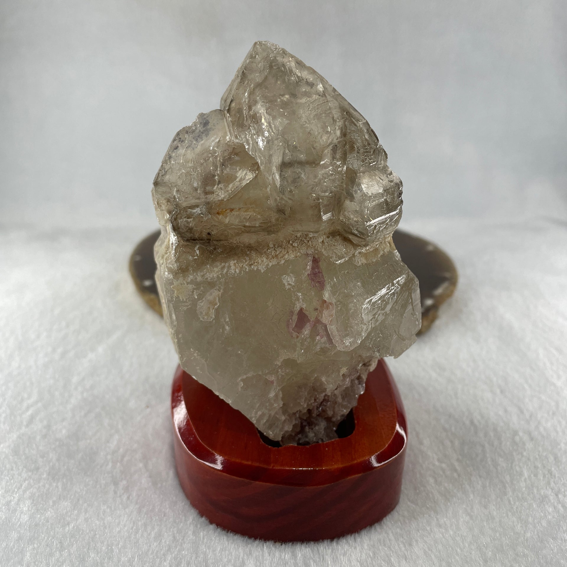 Natural Smoky Quartz Rough Irregular Shape Display in Wooden Stand 609.62g 17.4 by 88.5 by 123.0mm - Huangs Jadeite and Jewelry Pte Ltd
