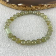 Type A Brownish Semi Icy Light Blueish Green and Yellow Jadeite Beads with White Lulu Tong Bracelet 13.12g 15.5cm 6.5cm 27 Beads 8.5 by 5.8 1pcs - Huangs Jadeite and Jewelry Pte Ltd