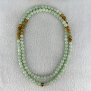 Type A Light Apple Green and Yellow Jadeite Beads Necklace 38.75g 64cm 5.8mm 122 Beads - Huangs Jadeite and Jewelry Pte Ltd