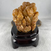 Natural Orange Calcite Rough Display with Wooden Stand 540.6g 109.7 by 94.1 by 123.0mm - Huangs Jadeite and Jewelry Pte Ltd