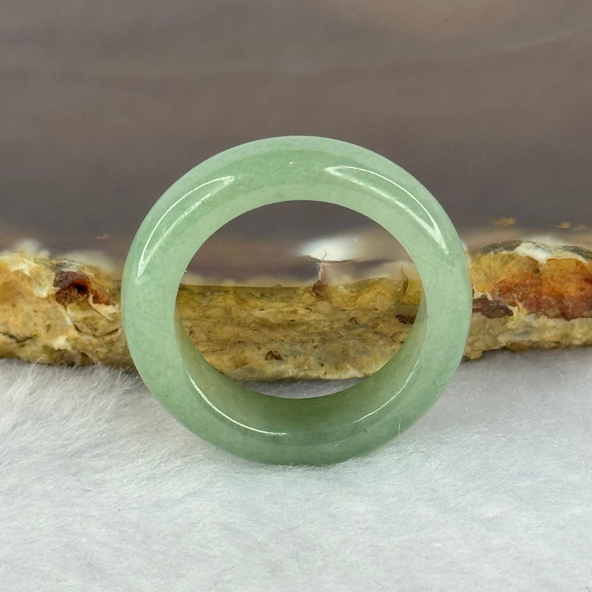 Type A Green Jadeite Ring 3.97g 6.1 by 3.8mm US7 HK15.5 - Huangs Jadeite and Jewelry Pte Ltd