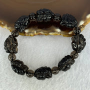 Obsidian 9 Tail Fox 18.2 by 18.0 by 13.3mm 8pcs and 8 Beads 8.3mm Bracelet 40.86g 17cm - Huangs Jadeite and Jewelry Pte Ltd