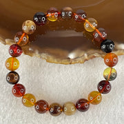 Natural Muti Color Amber Beads Bracelet 7.90g 16cm 8.8mm 22 Beads - Huangs Jadeite and Jewelry Pte Ltd