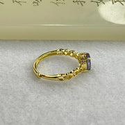 Blue Cubic Zirconia in Sliver Gold Color Ring (Adjustable Size) 1.44g 6.9 by 4.9 by 2.0mm - Huangs Jadeite and Jewelry Pte Ltd