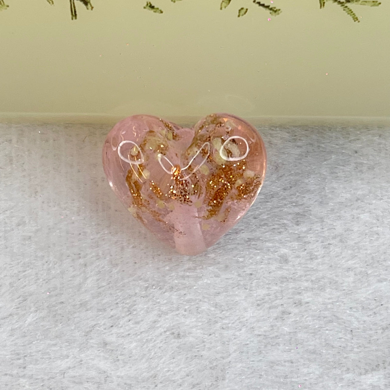 Pink Glass Mini Heart with Glitters Charm for Bracelet 2.89g 15.8 by 15.0 by 10.1mm - Huangs Jadeite and Jewelry Pte Ltd