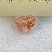 Pink Glass Mini Heart with Glitters Charm for Bracelet 2.89g 15.8 by 15.0 by 10.1mm - Huangs Jadeite and Jewelry Pte Ltd