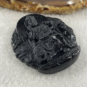 Type A Opaque Black Omphacite Jadeite Good Vs Evil Samantabhadra Bodhisattva Pendant Dragon and Snake Zodiac Guardian 44.90g 50.8 by 43.9 by 12.0mm - Huangs Jadeite and Jewelry Pte Ltd