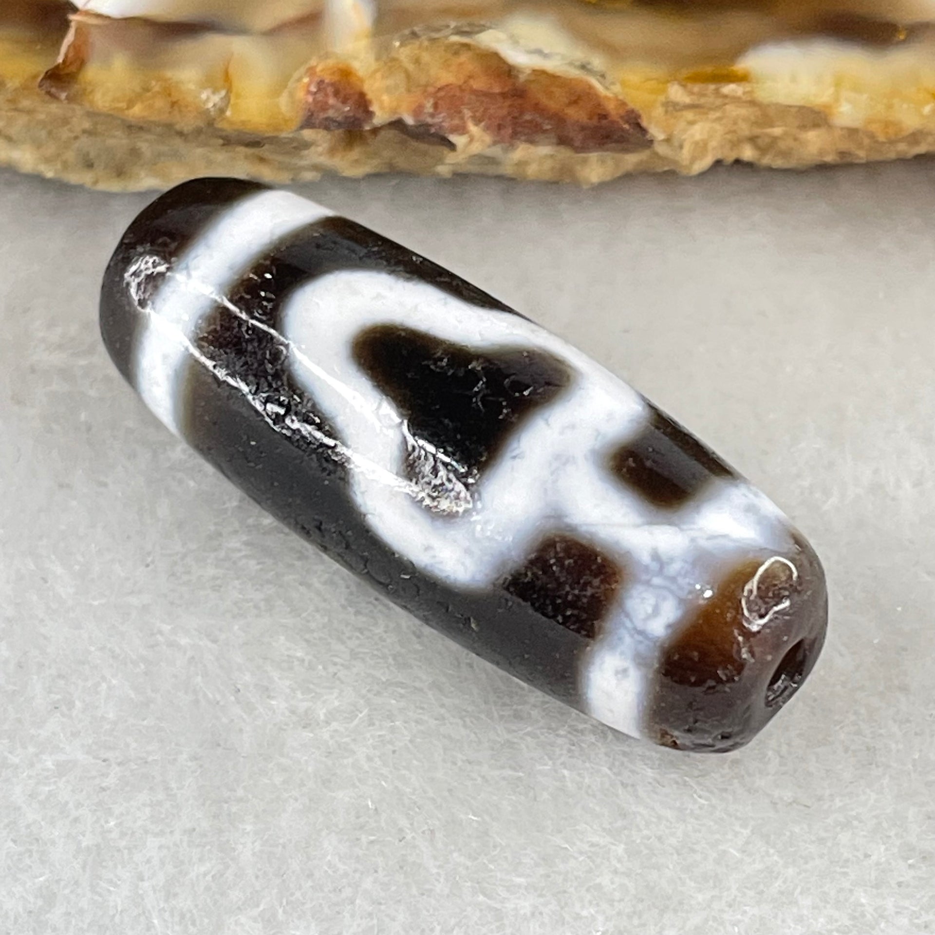 Natural Powerful Tibetan Old Oily Double Bodhi Tree Dzi Bead Heavenly Master (Tian Zhu) 菩提树天珠 5.45g 28.9 by 11.0mm - Huangs Jadeite and Jewelry Pte Ltd