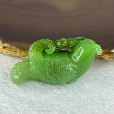 Natural Bright Green Nephrite Bird Display 28.05g 50.9 by 17.8 by 25.6mm - Huangs Jadeite and Jewelry Pte Ltd