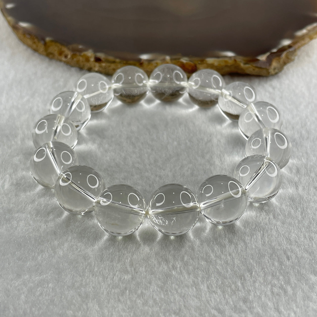 Natural Clear Quartz Beads Bracelet 60.96g 16cm 14.4mm 15 Beads - Huangs Jadeite and Jewelry Pte Ltd