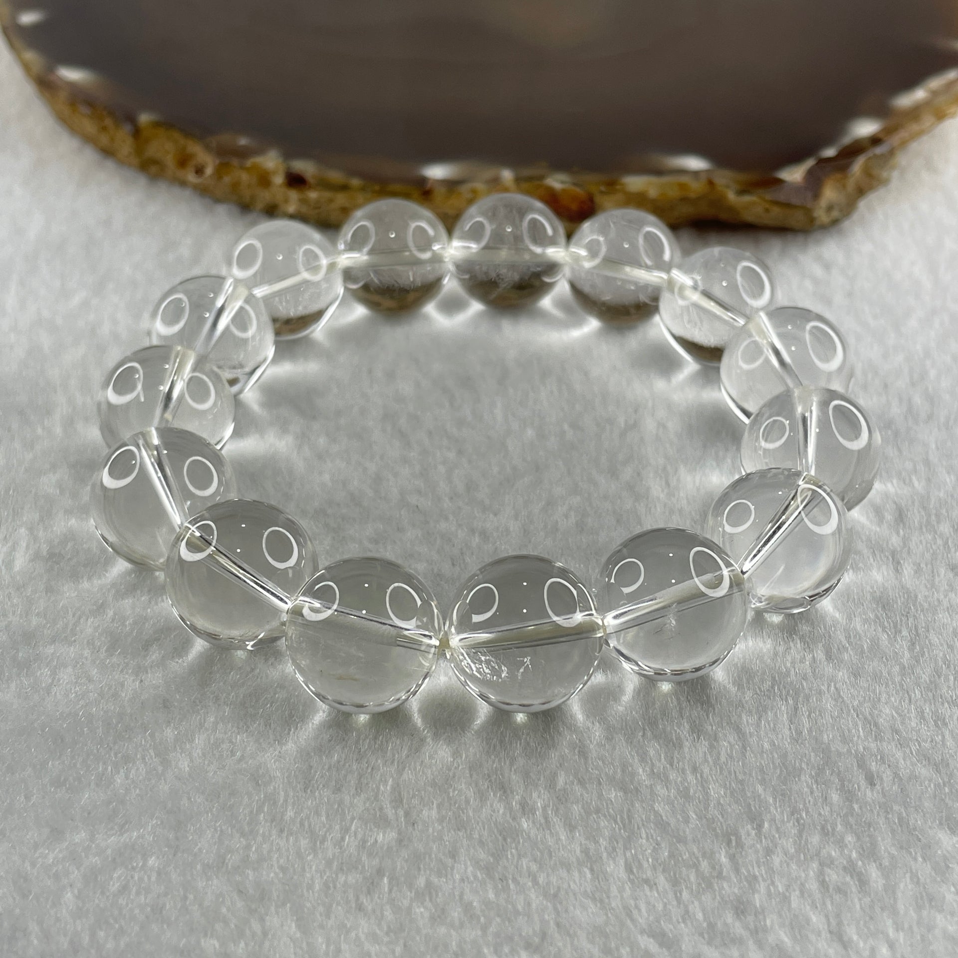 Natural Clear Quartz Beads Bracelet 60.96g 16cm 14.4mm 15 Beads - Huangs Jadeite and Jewelry Pte Ltd