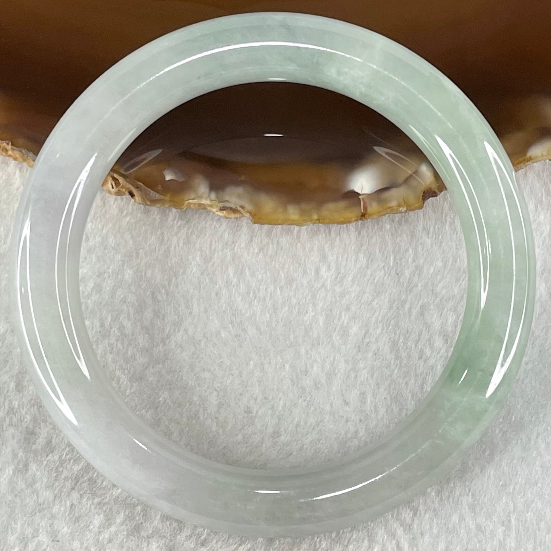 Type A Light Blueish Green Jadeite Bangle 43.08g Internal Diameter 52.3mm 9.4 by 9.2mm (Close to Perfect) - Huangs Jadeite and Jewelry Pte Ltd