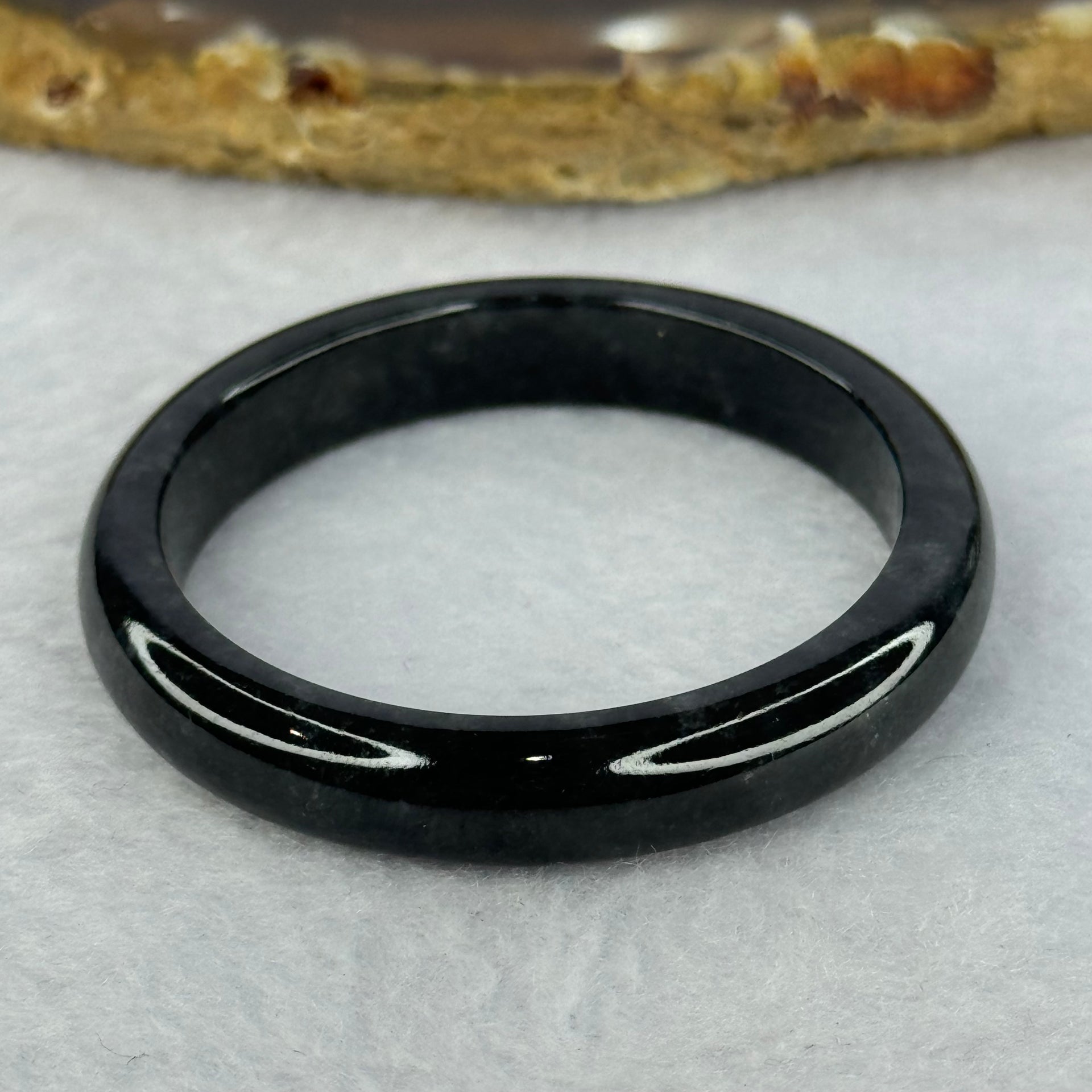 Type A Highly Translucent Black Grey Wuji Jadeite Baby Bangle 12.83g Internal Diameter 36.4mm 7.4 by 5.1mm - Huangs Jadeite and Jewelry Pte Ltd