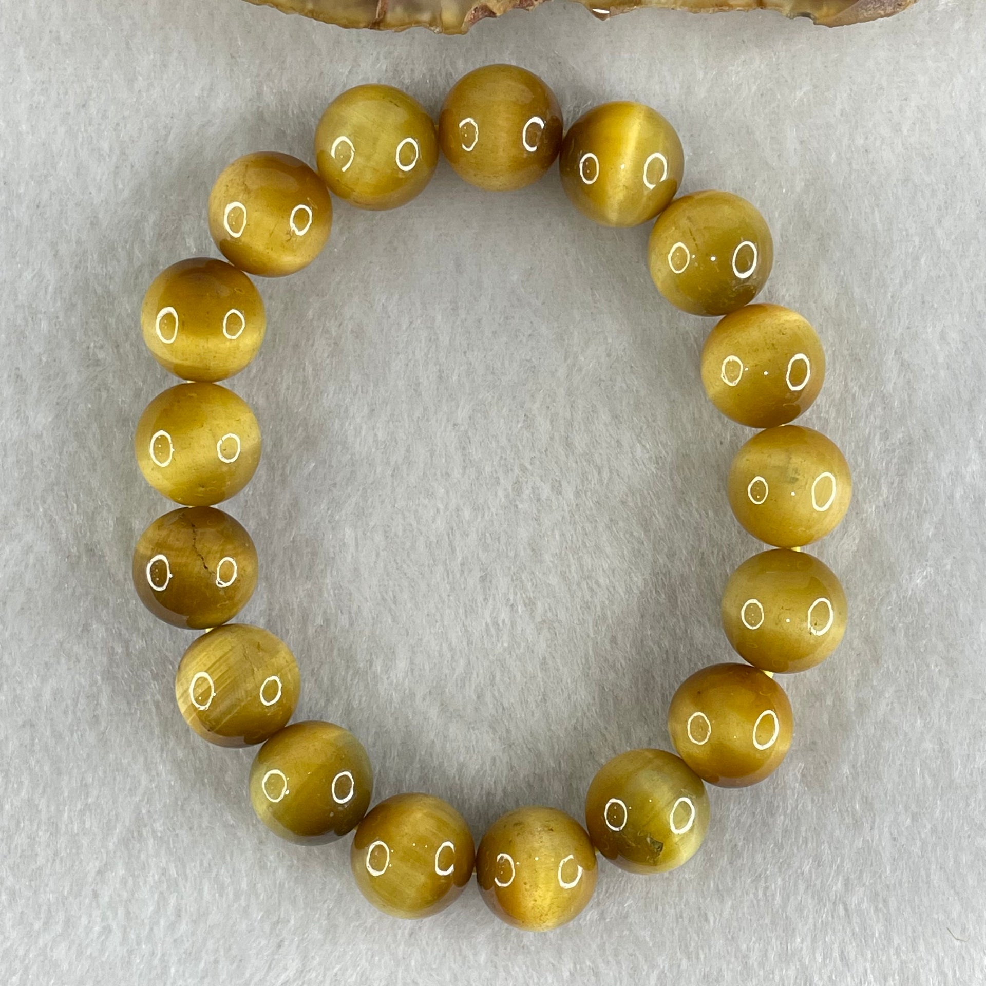 Good Grade Natural Yellow Tiger Eye Quartz Beads Bracelet 天然黄虎眼手链 40.47g 16cm 12.2mm 17 Beads - Huangs Jadeite and Jewelry Pte Ltd