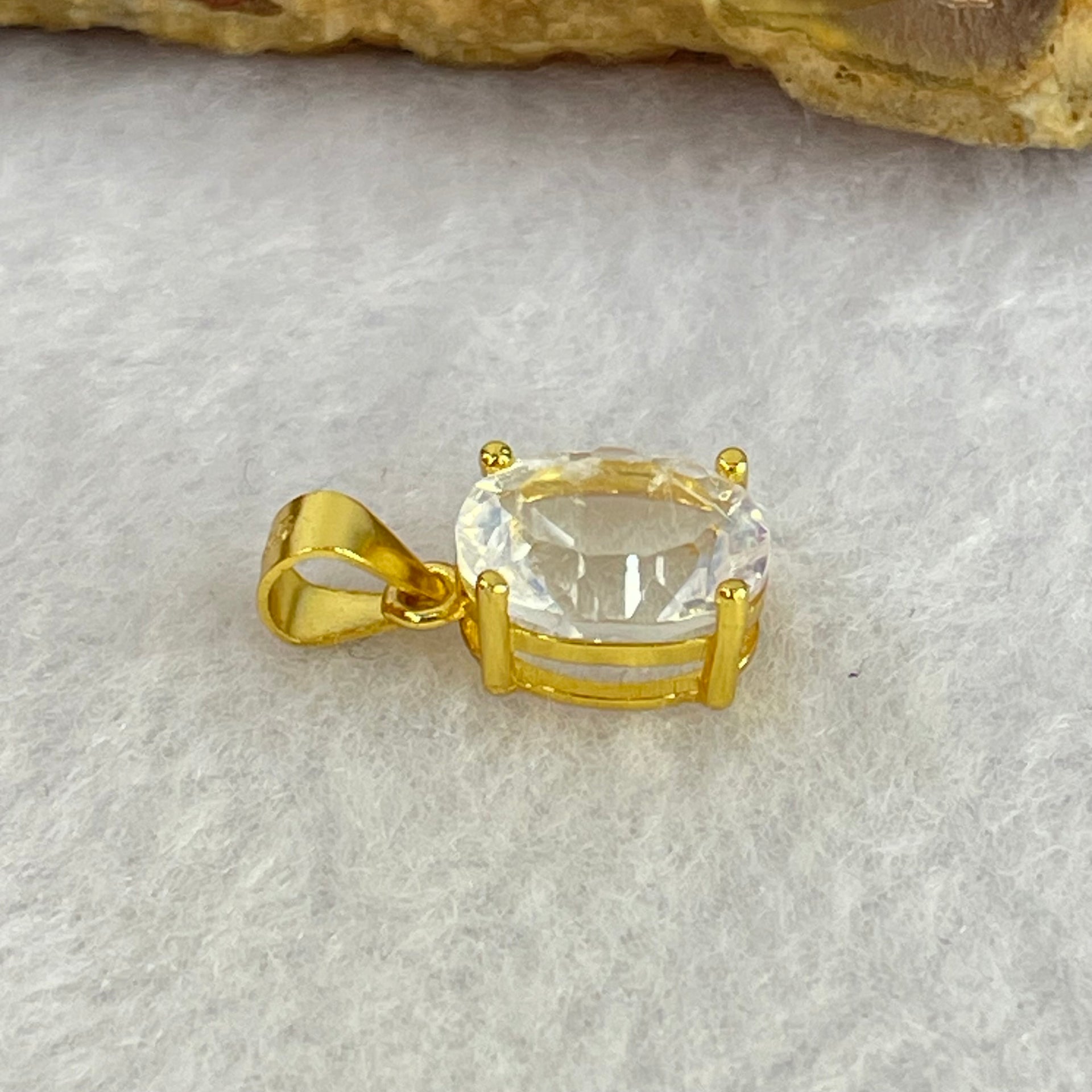 Natural Madagascar Blue Moonstone in S925 Silver Gold Color Pendant 1.27g 10.1 by 7.2 by 5.0mm - Huangs Jadeite and Jewelry Pte Ltd