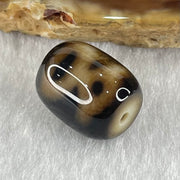 Natural Powerful Tibetan Old Oily Dark and Light Brown Agate Cai Shen Dzi Bead Heavenly Master (Tian Zhu) 2.65g 13.4 by 10.5mm - Huangs Jadeite and Jewelry Pte Ltd