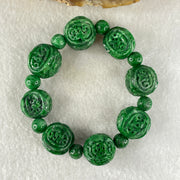 Antique Natural Type A Old mine Spicy Green Jadeite Dragon and Bat Bracelet 46.77g 14.8 by 13.9 by 15.6mm 12cm - Huangs Jadeite and Jewelry Pte Ltd