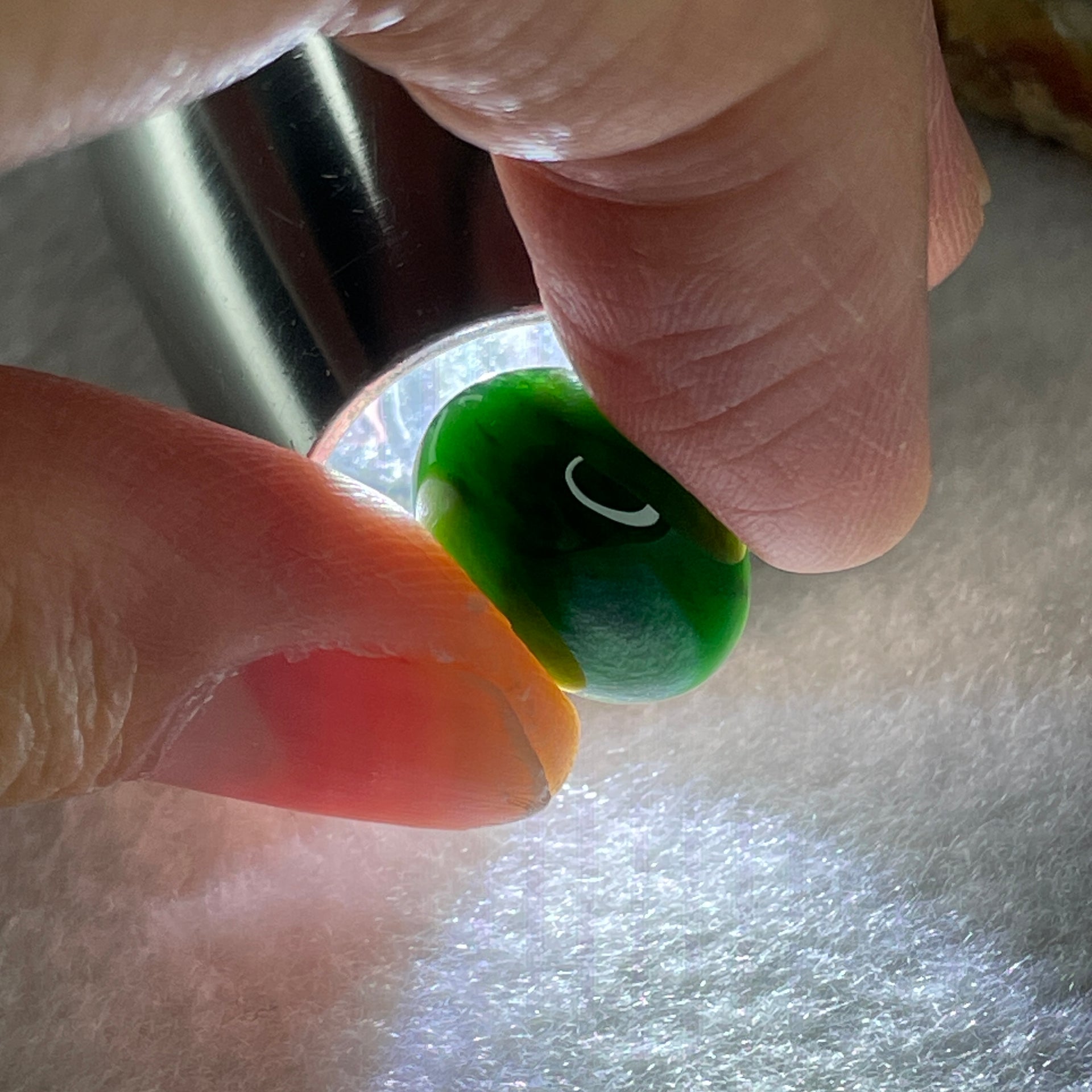 Type A Translucent Black Omphacite Jadeite Round Cabouchon Stone For Setting 2.08g 15.6 by 10.9 by 6.1mm - Huangs Jadeite and Jewelry Pte Ltd