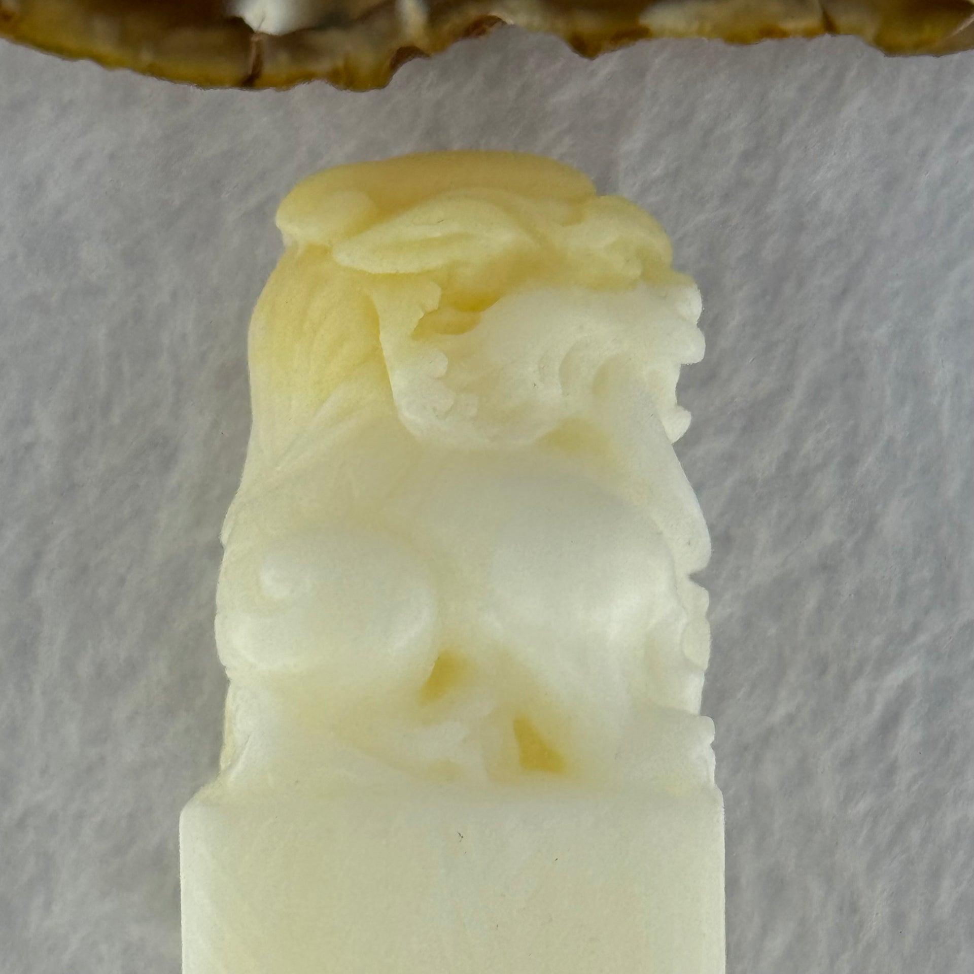Natural Tridacan Shell Mini Tower Pixiu Seal Display 208.90g 101.2 by 28.7 by 31.6mm - Huangs Jadeite and Jewelry Pte Ltd
