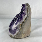 Natural Deep Intense Purple Amethyst Cave with Wooden Stand 2,097.3g 109.9 by 121.7 by 210.0mm - Huangs Jadeite and Jewelry Pte Ltd