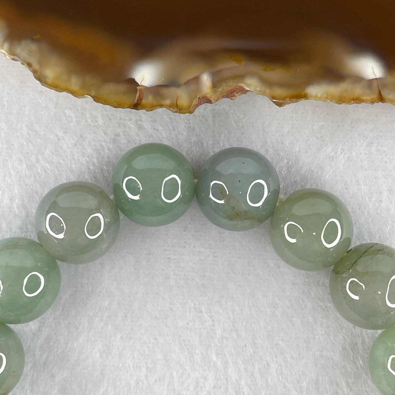 Natural Type A Blueish Green Jadeite Beads Bracelet | 16cm 16 Beads 12.8mm Round Jade Bead Luxury Statement Bracelet (55.06g)